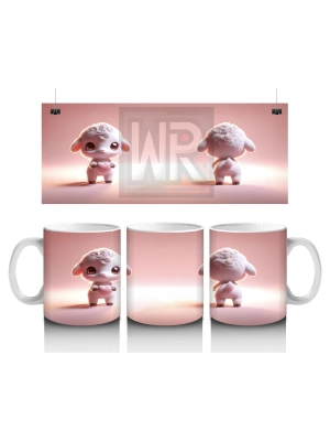 Çocuklara Sütü Sevdiren Duvarı Delip Bakan Neşeli Kuzu Kupa Bardak