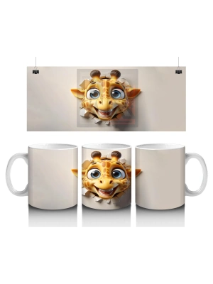 Çocuklara Sütü Sevdiren Duvarı Delip Bakan Tek Başına Zürafa Kupa Bardak