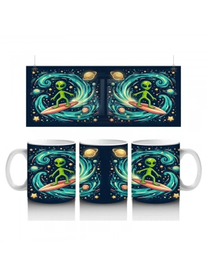 Çocuklara Sütü Sevdiren Galaktik Sörfçü Uzaylı Kupa Bardak