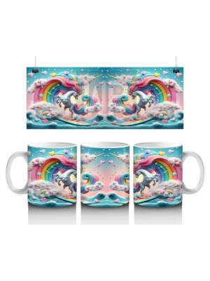 Çocuklara Sütü Sevdiren Gökkuşağı Dalga Şöleni Kupa Bardak