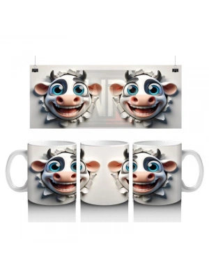 Çocuklara Sütü Sevdiren Gülümseyen İnek Yüzü Kupa Bardak