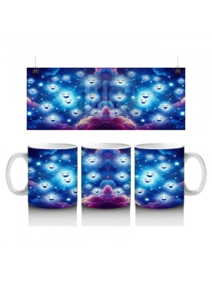 Çocuklara Sütü Sevdiren Gülümseyen Yıldızlar ve Galaksi Desenli Kupa Bardak