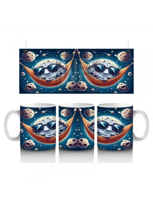 Çocuklara Sütü Sevdiren Hamağında Keyif Yapan Ay Desenli Kupa Bardak