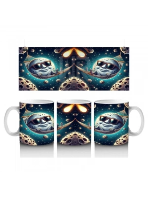 Çocuklara Sütü Sevdiren Hamağında Keyif Yapan Havalı Ay Desenli Kupa Bardak