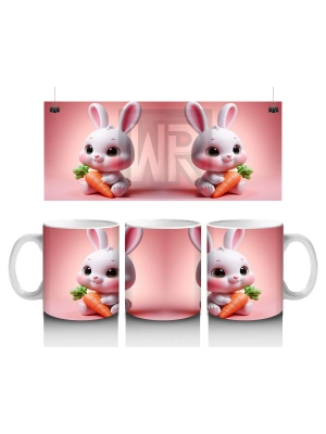 Çocuklara Sütü Sevdiren Havuçlu Mutlu Tavşan Kupa Bardak