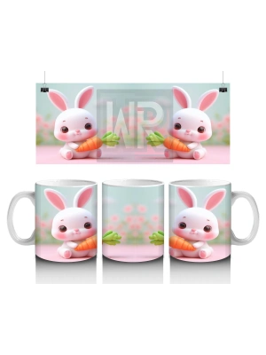 Çocuklara Sütü Sevdiren Havuçlu Neşeli Tavşan Kupa Bardak