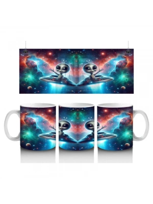 Çocuklara Sütü Sevdiren Hoverboardlu Uzaylı Kupa Bardak