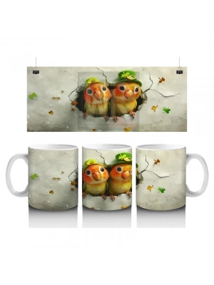 Çocuklara Sütü Sevdiren İki Sevimli Limon Kuşu Kupa Bardak