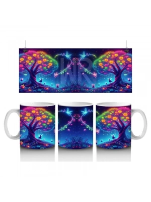 Çocuklara Sütü Sevdiren Işıltılı Periler ve Masal Ormanı Desenli Kupa Bardak