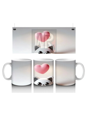 Çocuklara Sütü Sevdiren Kalp Başlı Kedi Arkadaşı Kupa Bardak