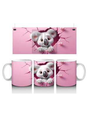 Çocuklara Sütü Sevdiren Kalp Çatlağından Bakan Şirin Koala Kupa Bardak