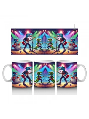 Çocuklara Sütü Sevdiren Müzik Grubu Dinozorlar Desenli Kupa Bardak