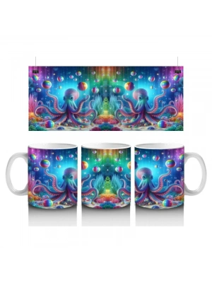 Çocuklara Sütü Sevdiren Neon Ahtapot Karnavalı Kupa Bardak