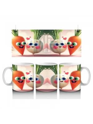 Çocuklara Sütü Sevdiren Neşeli Kök Sebze Çifti Kupa Bardak