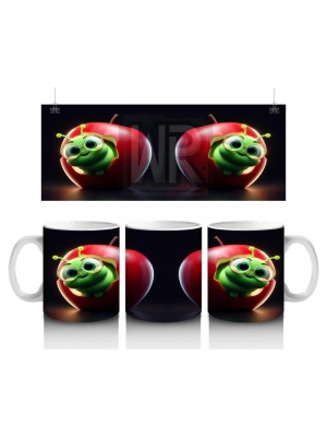 Çocuklara Sütü Sevdiren Neşeli Solucanlı Elma Kupa Bardak