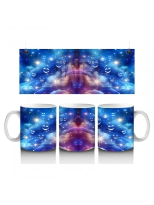 Çocuklara Sütü Sevdiren Neşeli Yüzlü Galaksi Desenli Kupa Bardak