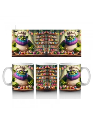 Çocuklara Sütü Sevdiren Rengârenk Cupcake Şefi Canavar Desenli Kupa Bardak