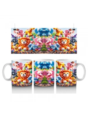 Çocuklara Sütü Sevdiren Renkli Balon Hayvanlar Desenli Kupa Bardak