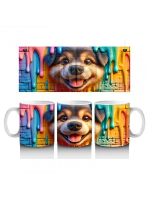 Çocuklara Sütü Sevdiren Renkli Duvar Dostu Köpek Kupa Bardak