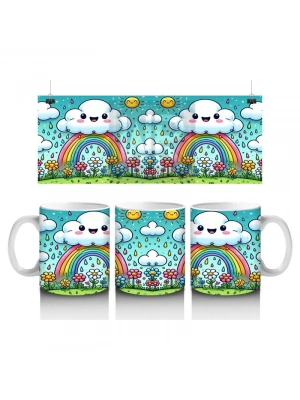 Çocuklara Sütü Sevdiren Renkli Gökkuşağı Arkadaşları Kupa Bardak