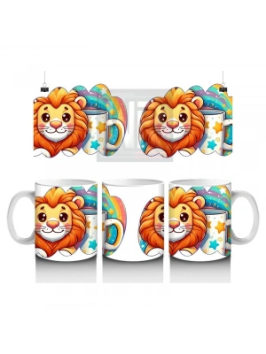 Çocuklara Sütü Sevdiren Renkli Kupasıyla Sevimli Aslan Desenli Kupa Bardak