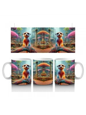 Çocuklara Sütü Sevdiren Renkli Ormanda Meraklı Sürüngen Desenli Kupa Bardak