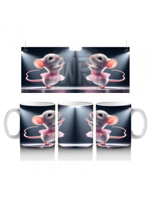 Çocuklara Sütü Sevdiren Sahne Işıkları Altında Bale Yapan Fare Desenli Kupa Bardak