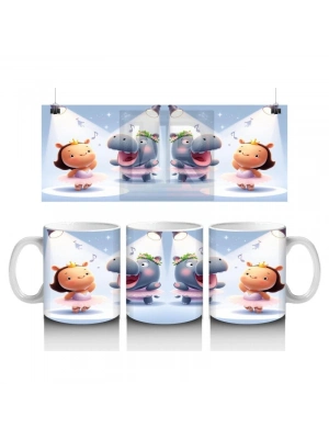 Çocuklara Sütü Sevdiren Sahne Işıkları Altında Balerin Suaygırları Desenli Kupa Bardak