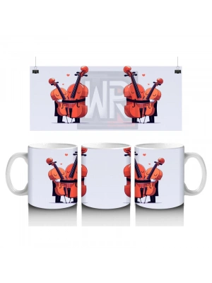 Çocuklara Sütü Sevdiren Sarılan Neşeli Viyolonsel Desenli Kupa Bardak