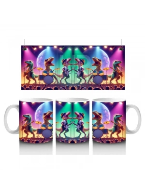 Çocuklara Sütü Sevdiren Sevimli Dinozor Müzik Grubu Desenli Kupa Bardak