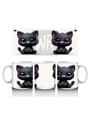 Çocuklara Sütü Sevdiren Sevimli Siyah Kedi Kupa Bardak