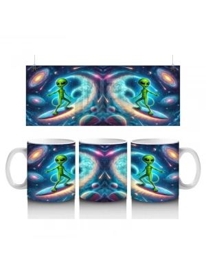 Çocuklara Sütü Sevdiren Uzayda Sörf Yapan Uzaylı Kupa Bardak