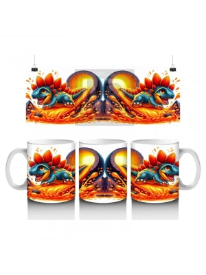 Çocuklara Sütü Sevdiren Volkanik Dinozorlar Kupa Bardak