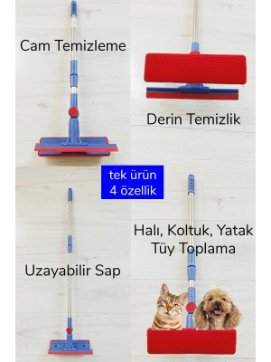 Çok Amaçlı Pratik Cam Temizleyici Kıl Tüy Toplayıcı Halı Kanepe Koltuk Temizleyici Döner Başlıklı