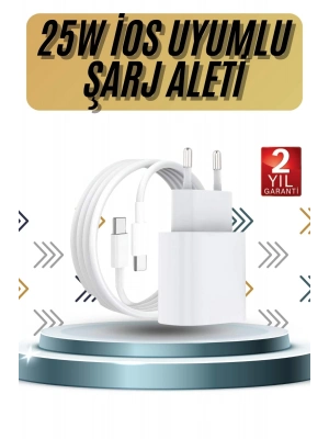 ÇOK SATAN 15/Pro/Pro Max 20W İOS Uyumlu Hızlı Şarj Aleti Adaptörlü Beyaz