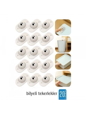 ÇOK SATAN 20 li Bilyeli Tekerlek Eşya Kaydırma Aparatı Yapışkanlı Set 360D