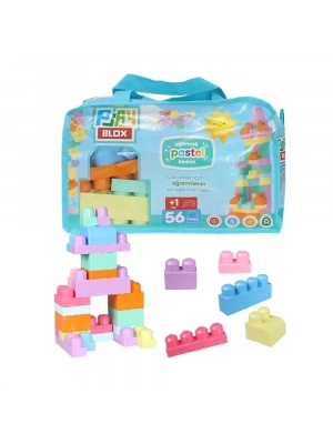 ÇOK SATAN 2915 Play Blox Pastel Blok Yapı Oyuncakları 56 Parça ,Saklama Çantalı ,1 Yaş ve Üzeri