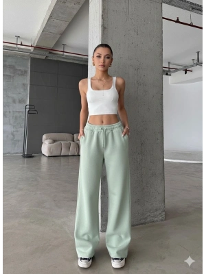 3 iplik şardonlu oversize eşofman mint yeşili