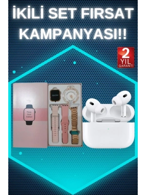 ÇOK SATAN 3 Kordonlu Pembe Amoled Ekran Akıllı Saat ve Yeni Nesil Pro Kablosuz Bluetooth Kulaklık ANC/ENC