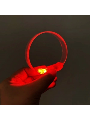 ÇOK SATAN 3 Modlu Pilli Led Işıklı Esnek Parti Bilekliği Kırmızı