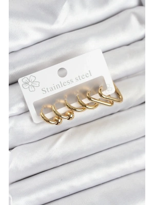 ÇOK SATAN 316L Çelik Gold Renk Kadın Küpe Seti