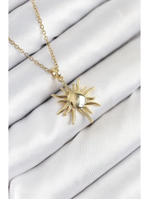 ÇOK SATAN 316L Çelik Güneş Model Gold Renk Kadın Kolye