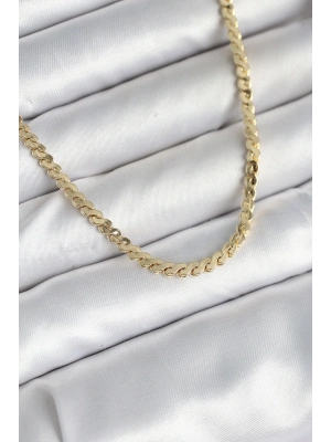 ÇOK SATAN 60 cm Gold Renk Pirinç Yassı Zincir Model Kadın Kolye