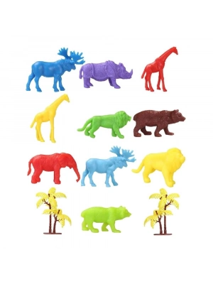 ÇOK SATAN 669 Toy Play 12 Parça Renkli Mini Vahşi Hayvanlar Figür Seti 4-6 cm