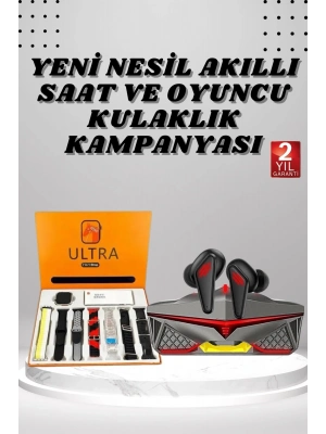 ÇOK SATAN 7 Kordonlu Akıllı Saat Ve Oyuncu Kulaklığı Bluetooth Bağlantılı Android ve İOS Uyumlu