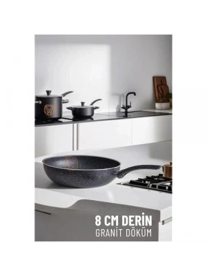 ÇOK SATAN 8 Cm Derin Wok Tava Granit Döküm L.Kinnaird
