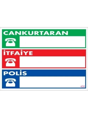 ® Acil Durum Telefon Levhası 25x35 KOD:430