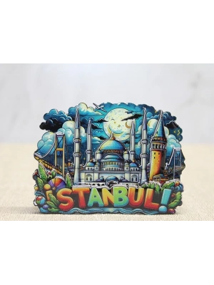 ÇOK SATAN Ahşap İstanbul Temalı Magnet Alk4597