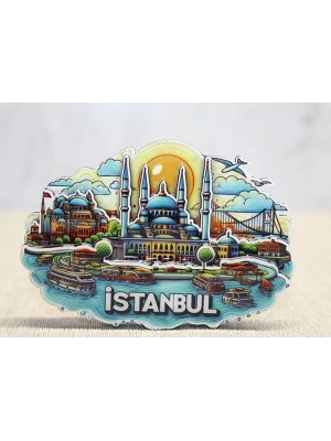 ÇOK SATAN Ahşap İstanbul Temalı Magnet Alk4598