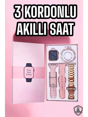 ÇOK SATAN Akıllı Saat Amoled Ekran 3 Kordonlu Aksesuar Hediyeli Sesli Görüşme